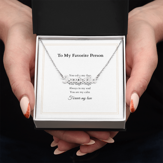 Personalized Name Necklace – A Gift Straight from the Heart, with Custom Message Card - Gift for her