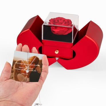 Alluring Beauty Necklace with Red Heart Rose Box