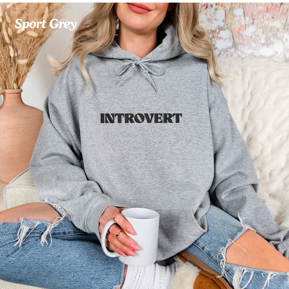 Introvert Embroidered Hoodie | Cozy Unisex Sweatshirt | Minimalist Gift for Quiet Souls, Book Lovers & Homebodies