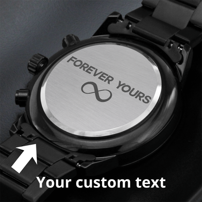 Black Chronograph Watch with Engraving – Gift-Ready Premium Box