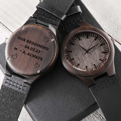 Wood Watch with Engraving