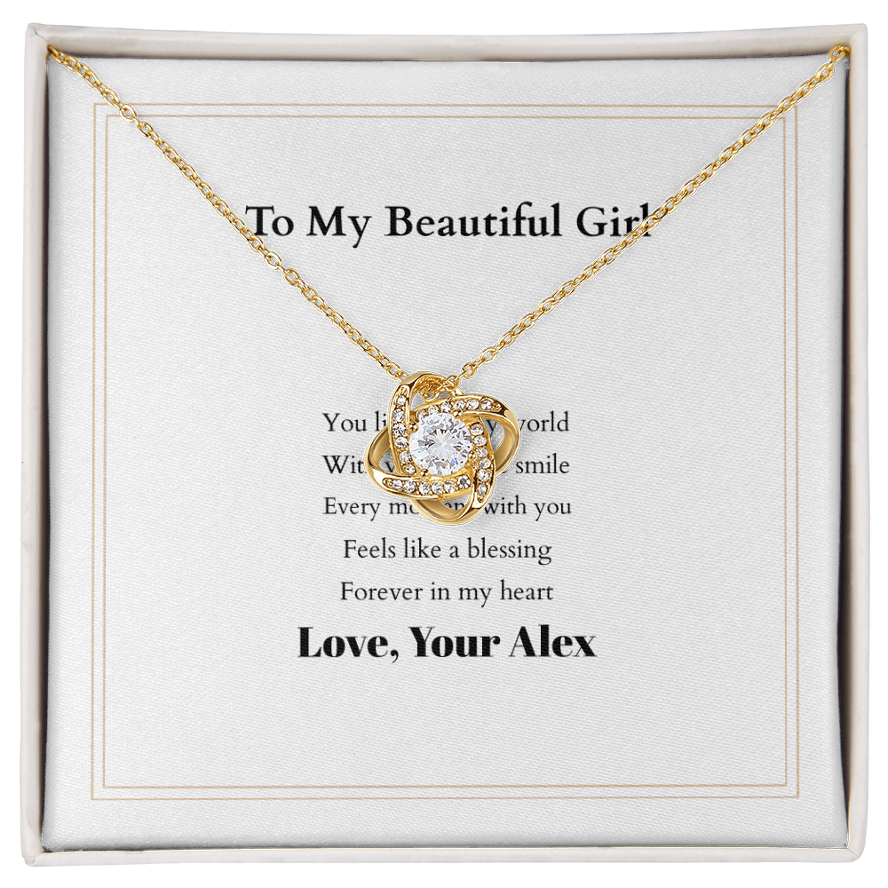 Love Knot Necklace with Custom Message Card – Personalized Gift for Her