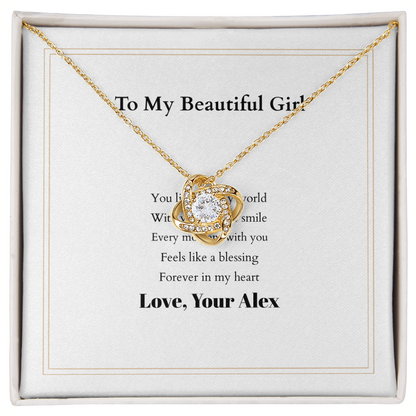 Love Knot Necklace with Custom Message Card – Personalized Gift for Her