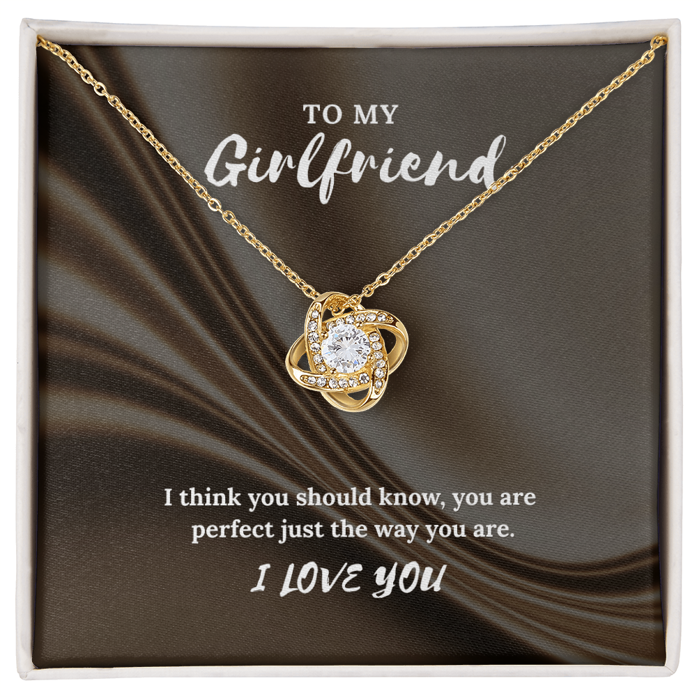 To My Girlfriend” Love Knot Necklace – Romantic Gift with Message Card