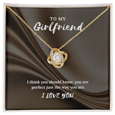 To My Girlfriend” Love Knot Necklace – Romantic Gift with Message Card