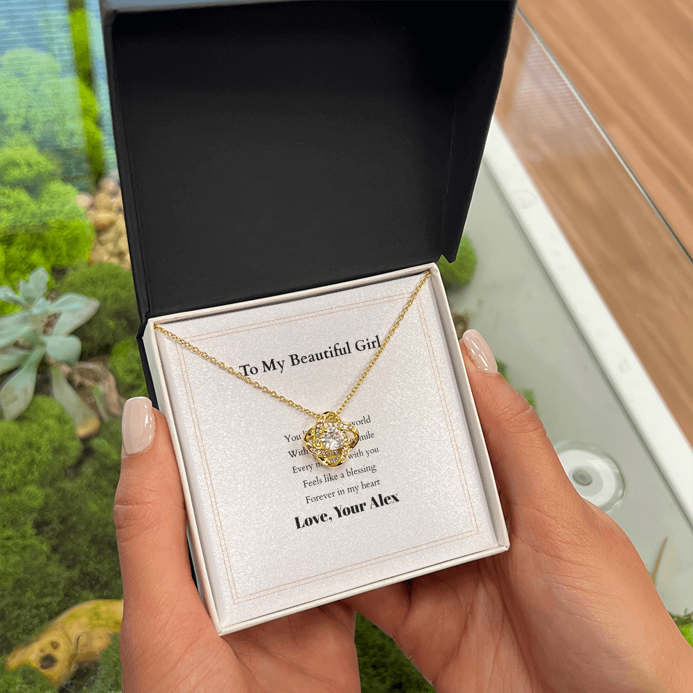 Love Knot Necklace with Custom Message Card – Personalized Gift for Her