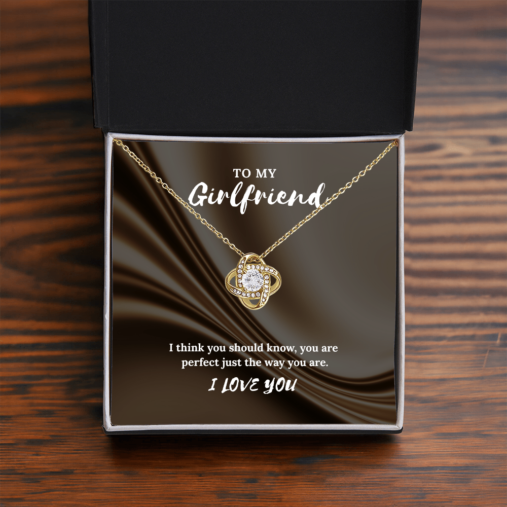 To My Girlfriend” Love Knot Necklace – Romantic Gift with Message Card