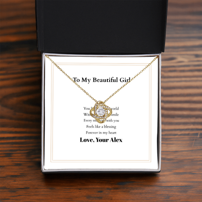 Love Knot Necklace with Custom Message Card – Personalized Gift for Her