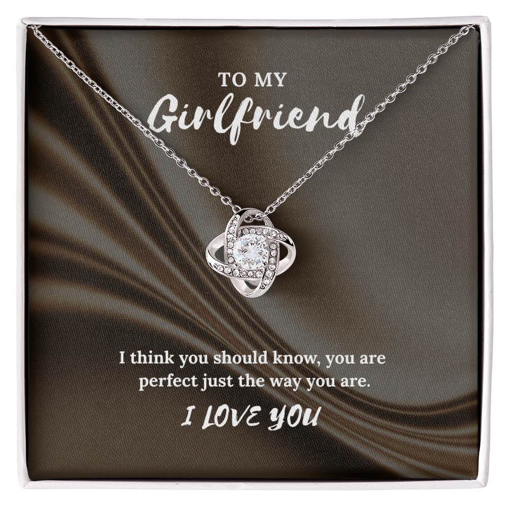To My Girlfriend” Love Knot Necklace – Romantic Gift with Message Card