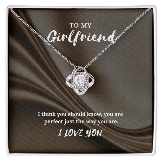 To My Girlfriend” Love Knot Necklace – Romantic Gift with Message Card