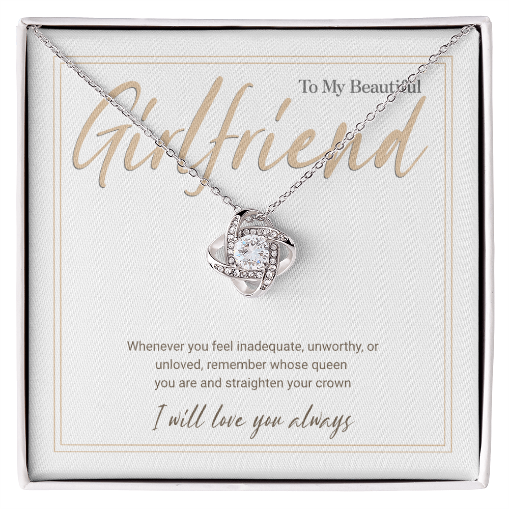 Gold Love Knot Necklace with Message Card – Gift for Girlfriend, Emotional Support Jewelry, Romantic Birthday or Anniversary Gift