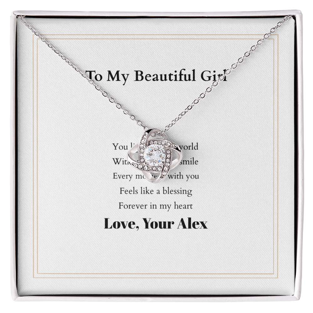 Love Knot Necklace with Custom Message Card – Personalized Gift for Her