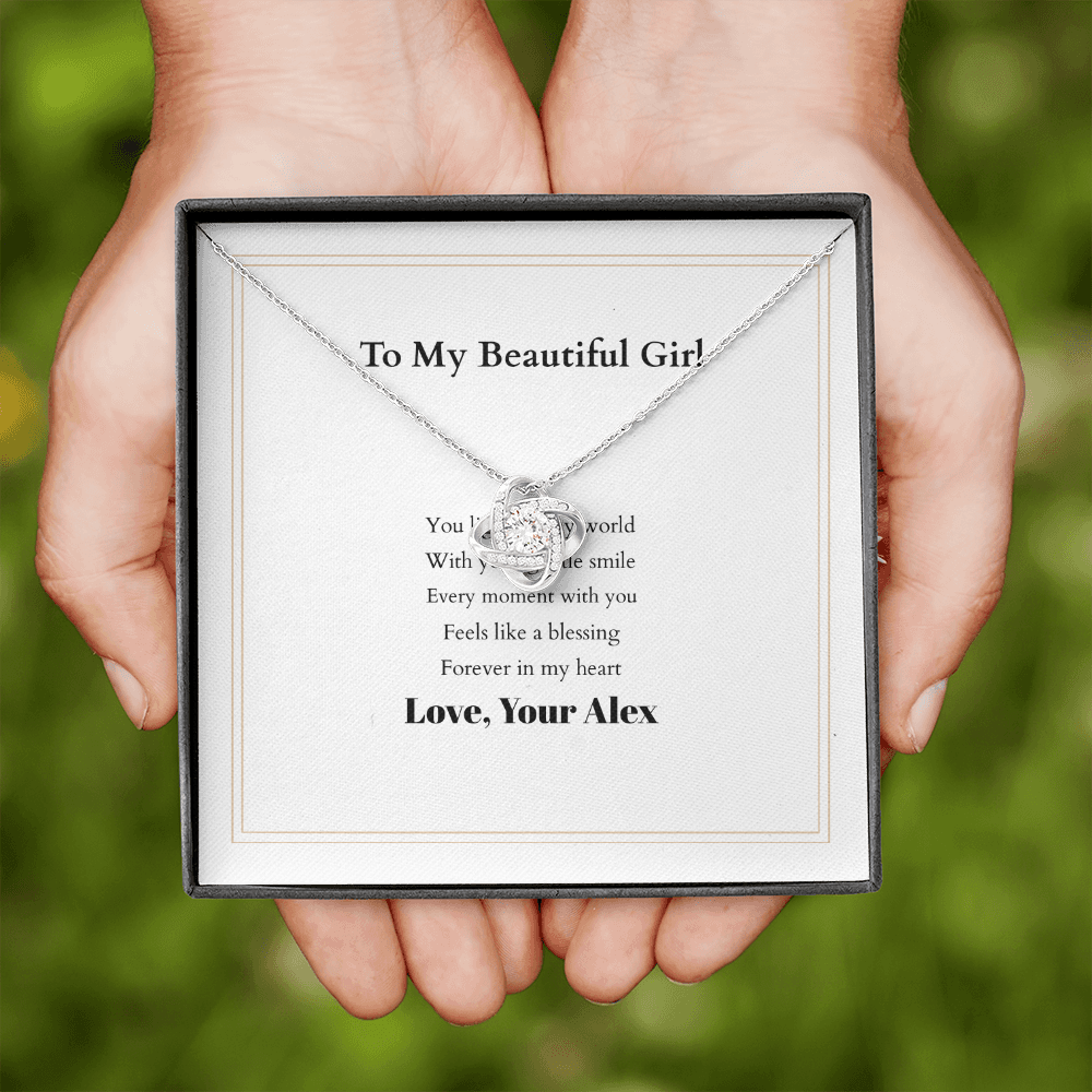 Love Knot Necklace with Custom Message Card – Personalized Gift for Her