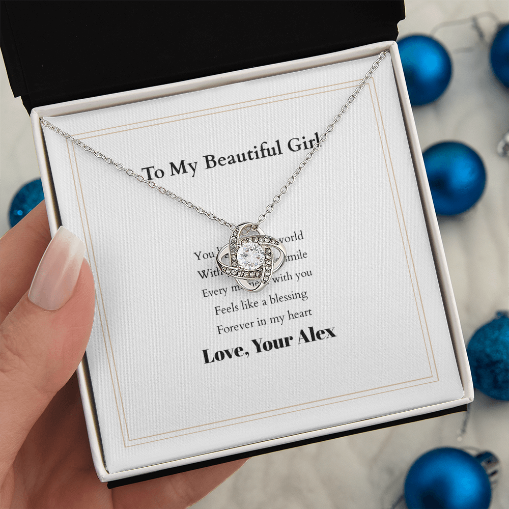 Love Knot Necklace with Custom Message Card – Personalized Gift for Her