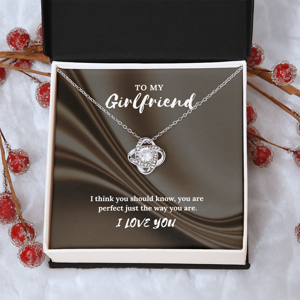 To My Girlfriend” Love Knot Necklace – Romantic Gift with Message Card