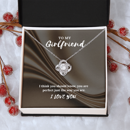 To My Girlfriend” Love Knot Necklace – Romantic Gift with Message Card