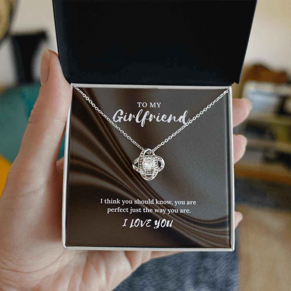 To My Girlfriend” Love Knot Necklace – Romantic Gift with Message Card