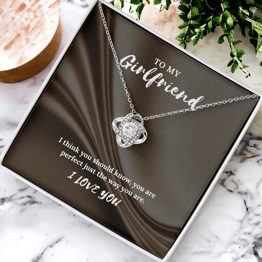 To My Girlfriend” Love Knot Necklace – Romantic Gift with Message Card