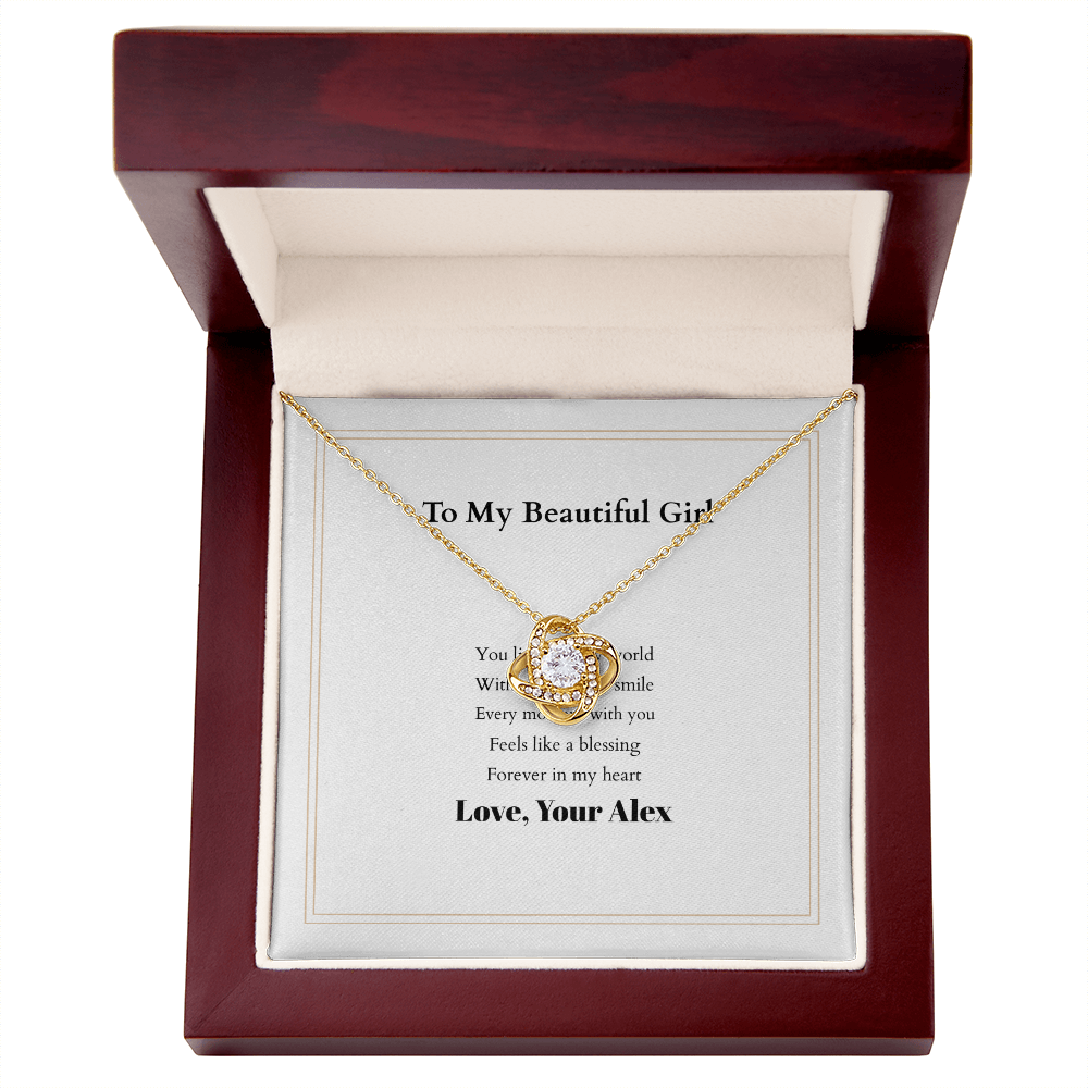 Love Knot Necklace with Custom Message Card – Personalized Gift for Her