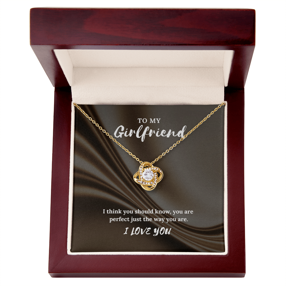 To My Girlfriend” Love Knot Necklace – Romantic Gift with Message Card