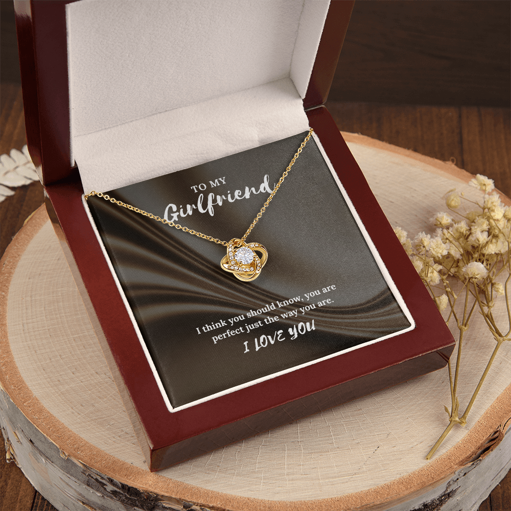 To My Girlfriend” Love Knot Necklace – Romantic Gift with Message Card