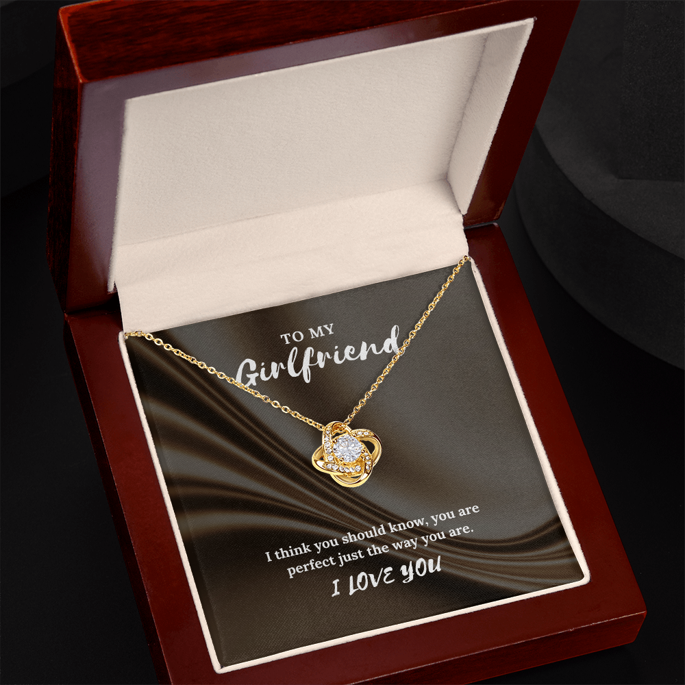 To My Girlfriend” Love Knot Necklace – Romantic Gift with Message Card