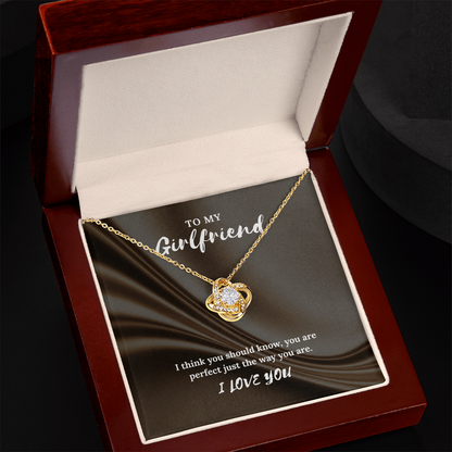 To My Girlfriend” Love Knot Necklace – Romantic Gift with Message Card