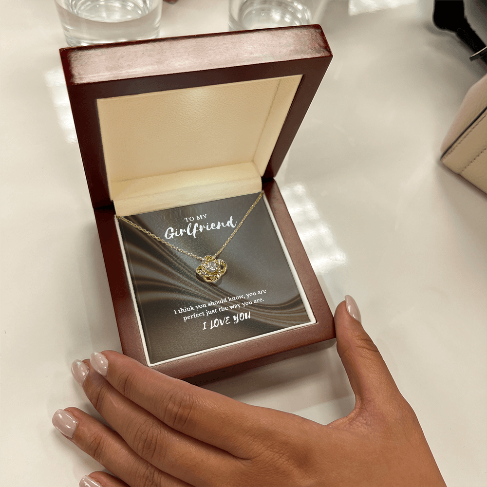 To My Girlfriend” Love Knot Necklace – Romantic Gift with Message Card