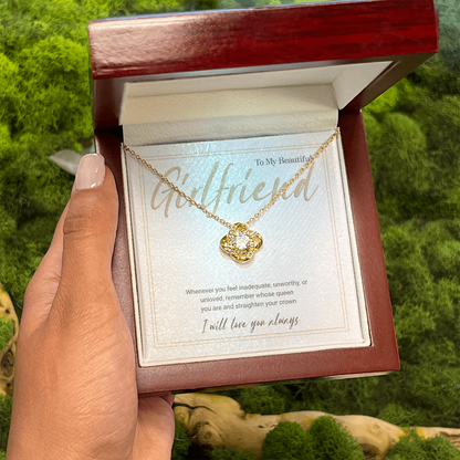 Gold Love Knot Necklace with Message Card – Gift for Girlfriend, Emotional Support Jewelry, Romantic Birthday or Anniversary Gift