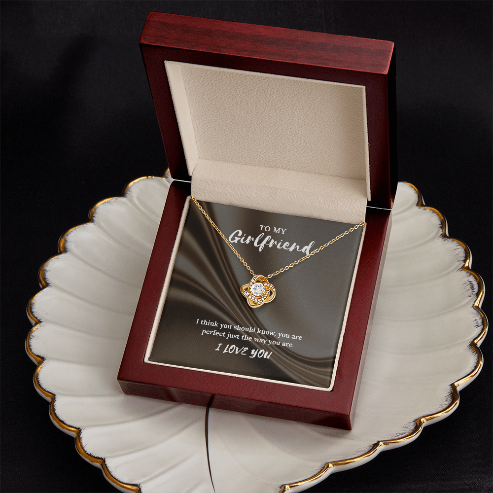 To My Girlfriend” Love Knot Necklace – Romantic Gift with Message Card