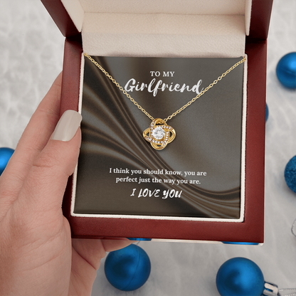 To My Girlfriend” Love Knot Necklace – Romantic Gift with Message Card