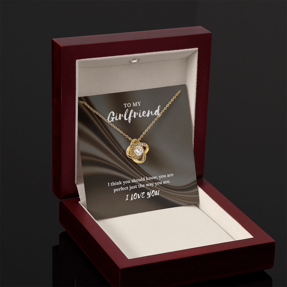 To My Girlfriend” Love Knot Necklace – Romantic Gift with Message Card