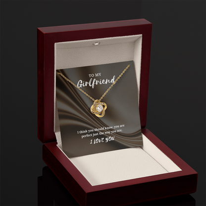 To My Girlfriend” Love Knot Necklace – Romantic Gift with Message Card