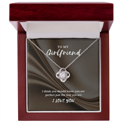 To My Girlfriend” Love Knot Necklace – Romantic Gift with Message Card