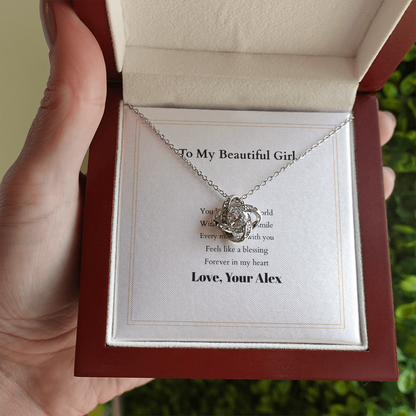 Love Knot Necklace with Custom Message Card – Personalized Gift for Her