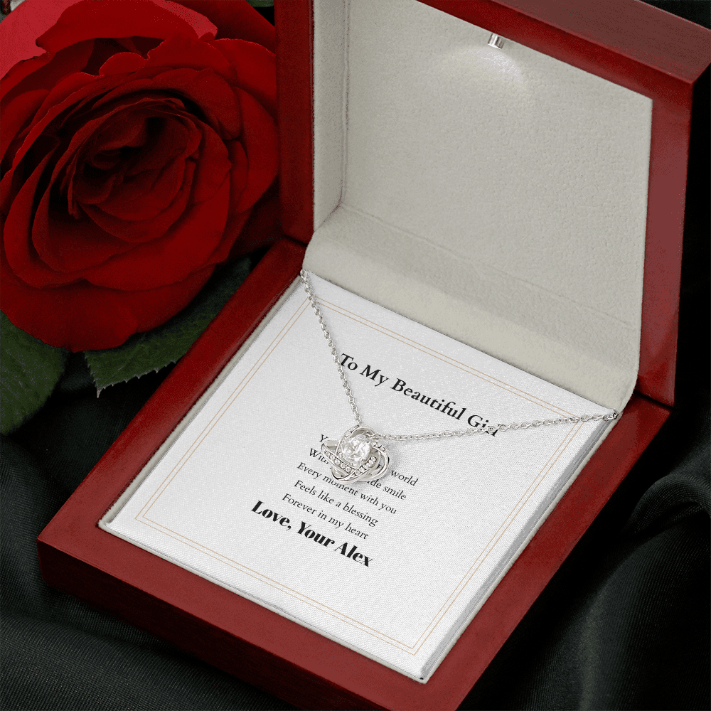 Love Knot Necklace with Custom Message Card – Personalized Gift for Her