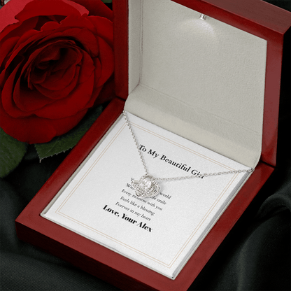 Love Knot Necklace with Custom Message Card – Personalized Gift for Her