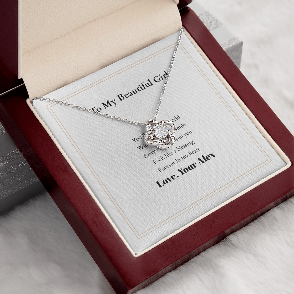 Love Knot Necklace with Custom Message Card – Personalized Gift for Her