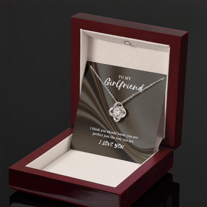 To My Girlfriend” Love Knot Necklace – Romantic Gift with Message Card