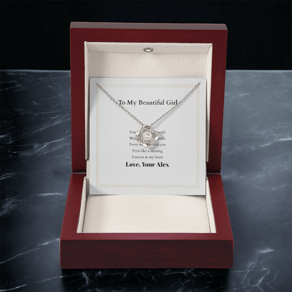 Love Knot Necklace with Custom Message Card – Personalized Gift for Her