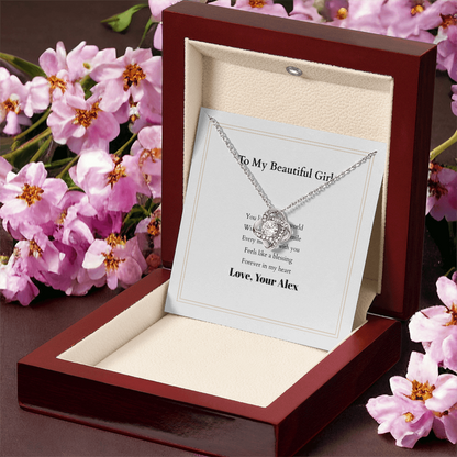 Love Knot Necklace with Custom Message Card – Personalized Gift for Her