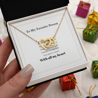 Personalized Interlocking Hearts Necklace with Custom Message Card – A Meaningful Gift for the Woman You Love