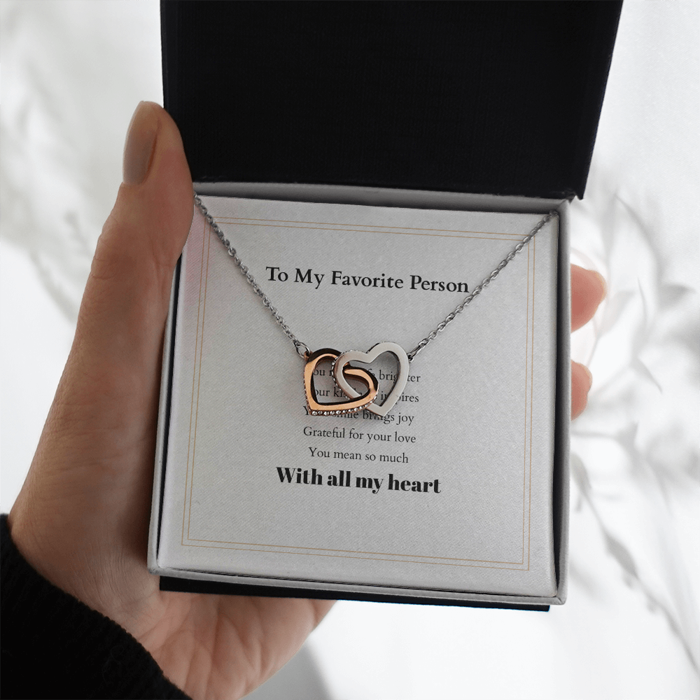 Personalized Interlocking Hearts Necklace with Custom Message Card – A Meaningful Gift for the Woman You Love