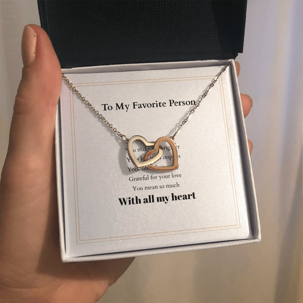Personalized Interlocking Hearts Necklace with Custom Message Card – A Meaningful Gift for the Woman You Love