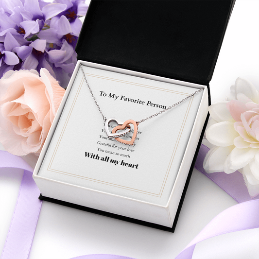 Personalized Interlocking Hearts Necklace with Custom Message Card – A Meaningful Gift for the Woman You Love