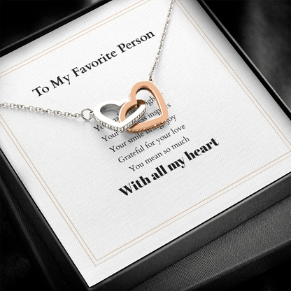 Personalized Interlocking Hearts Necklace with Custom Message Card – A Meaningful Gift for the Woman You Love
