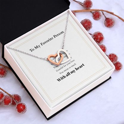 Personalized Interlocking Hearts Necklace with Custom Message Card – A Meaningful Gift for the Woman You Love