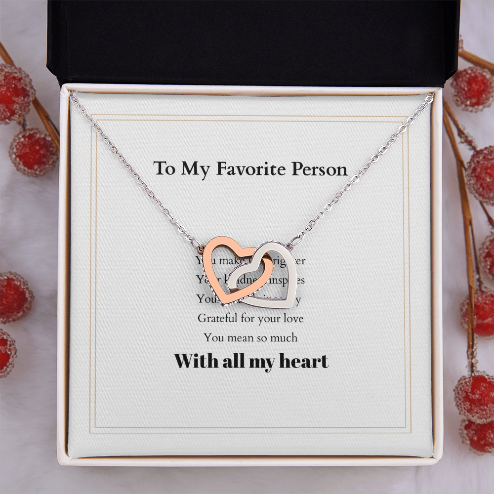 Personalized Interlocking Hearts Necklace with Custom Message Card – A Meaningful Gift for the Woman You Love