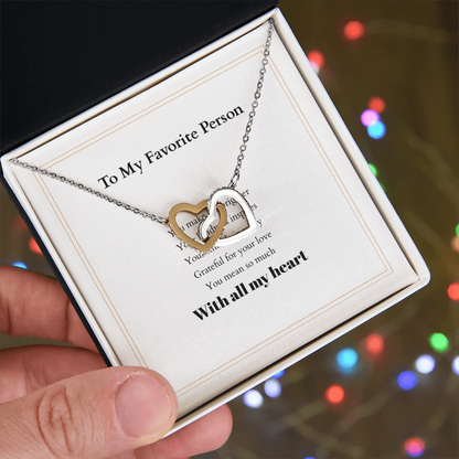 Personalized Interlocking Hearts Necklace with Custom Message Card – A Meaningful Gift for the Woman You Love