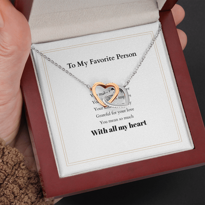 Personalized Interlocking Hearts Necklace with Custom Message Card – A Meaningful Gift for the Woman You Love